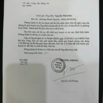 Đất nền 2 mặt tiền Bà Rịa Vũng Tàu, tổng diện tích 16.190,6 mét vuông