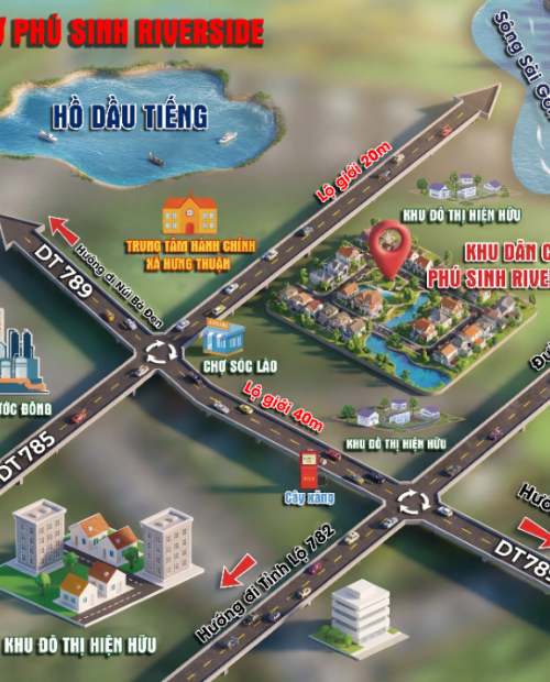 PHÚ SINH RIVESIDE CẠNH SÔNG SÀI GÒN, LIỀN KỀ UBND XÃ HƯNG THUẬN, CẢNG CẠN ICD TẠI TÂY NINH XUM QUANH DÂN CƯ HIỆN HỮU, CHỢ TRƯỜNG HỌC BỆNH VIỆN, KHÍ HẬU MÁT MẼ, GIÁ SỞ HỮU CHỈ VỚI 268 TRIỆU /LÔ